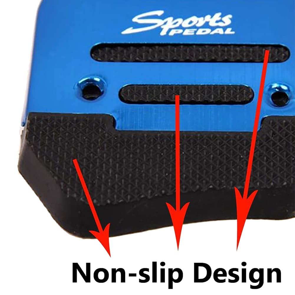 Chaksy 3pcs Fuel Gas Accelerator Pedal Brake Pedal Clutch Pad Cover Foot Pedal Anti-slip for MT Manual Transmission Car Blue