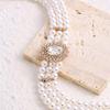Crystal diamond multi-row imitation pearl necklace exaggerated atmosphere short choker retro Internet celebrity necklace women