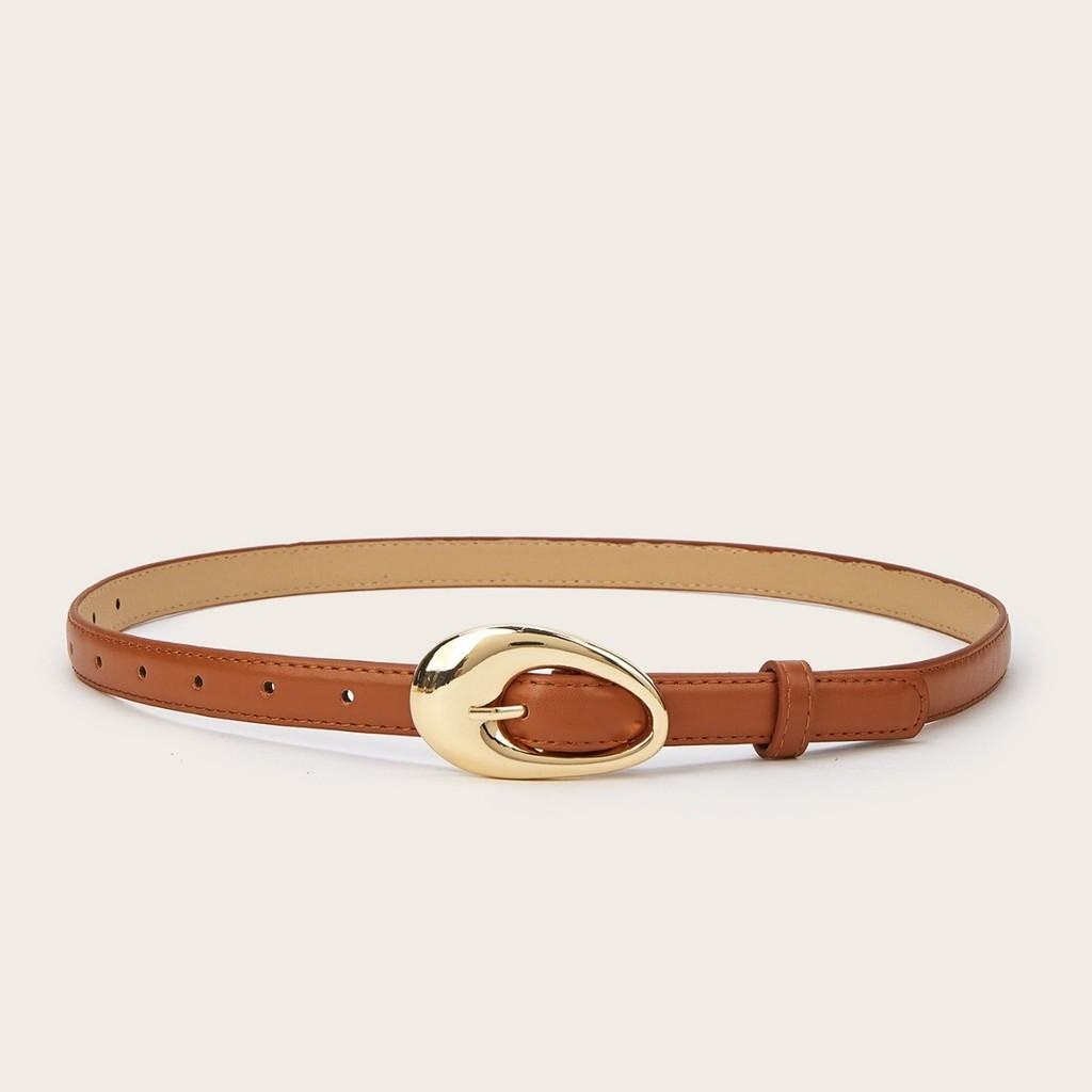 Simple Solid Color Gold Buckle Decoration Women Belt For Casual Denim Styling