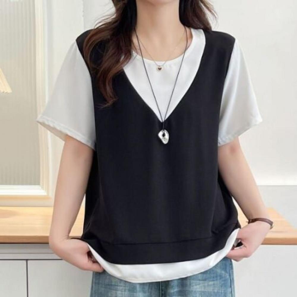 Navava Women 2in1 Round Neck ShorT Sleeve T shirT nT2702