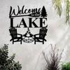 Vintage Welcome To The Lake Metal Sign Wall Art Decor Rustic Cabin Gift