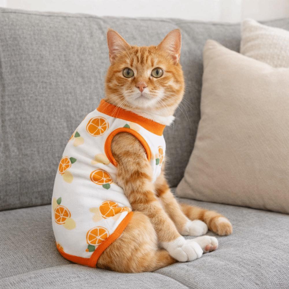 Fruit Printed Cat Sterilization Suit High Elasticity Cat Jumpsuit Pet Weaning Suit  Pet Care