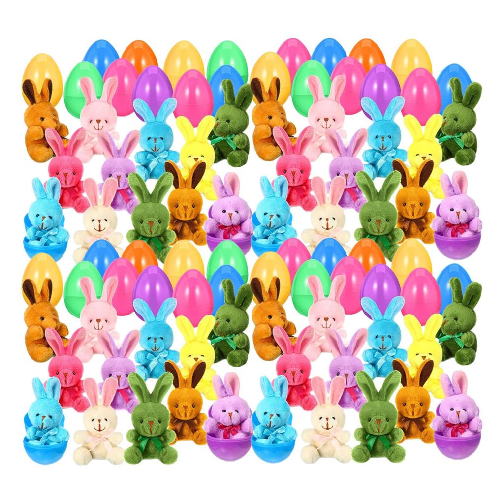 Easter Eggs Filled with Plush Bunny Doll for Classroom Rewards Carnival Prizes Basket Stuffers Hunting Games
