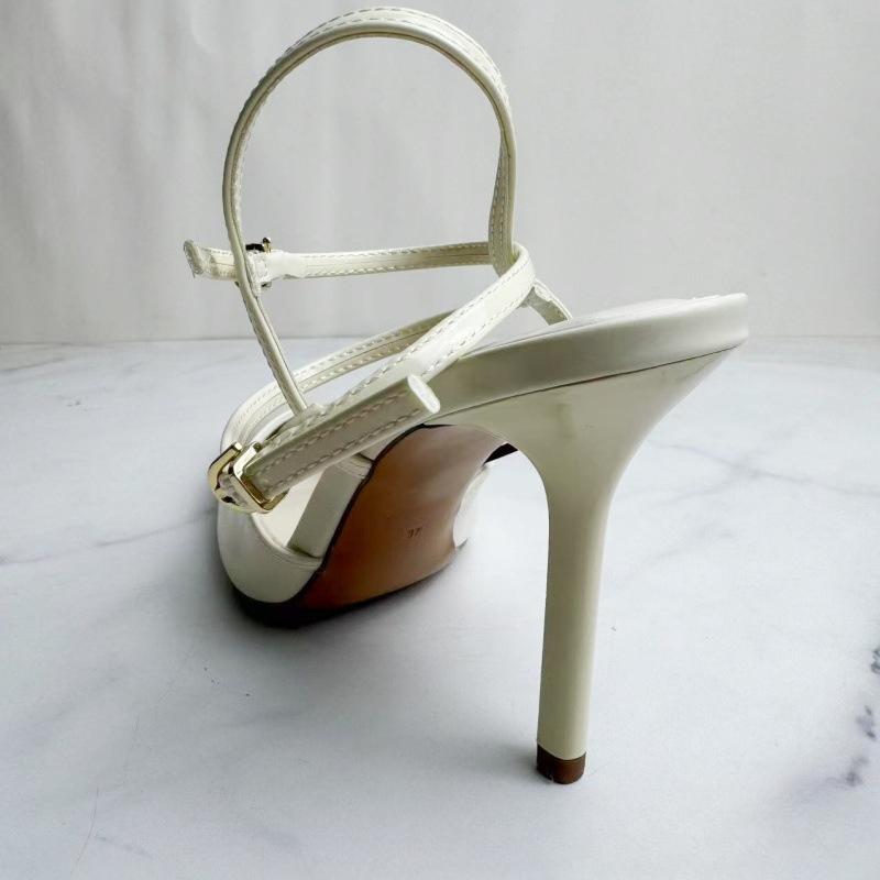 Fashion Elegant Ankle Strap Women Pump High Heels Dress Shoes Patent Leather Office Lady Slingbacks Luxury Brand Party Wedding Sandals