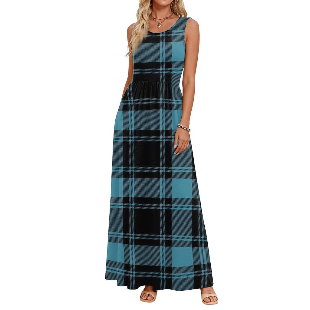 Women's Summer Dress Flowy Casual Midi Sundress with Pockets for Beach Vacation