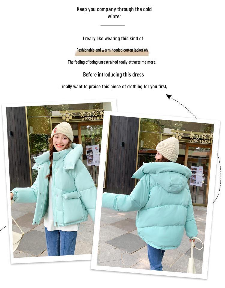 Women's Short Loose Casual Down Cotton Coat - Autumn/Winter 2025 Korean Style with Big Pockets
