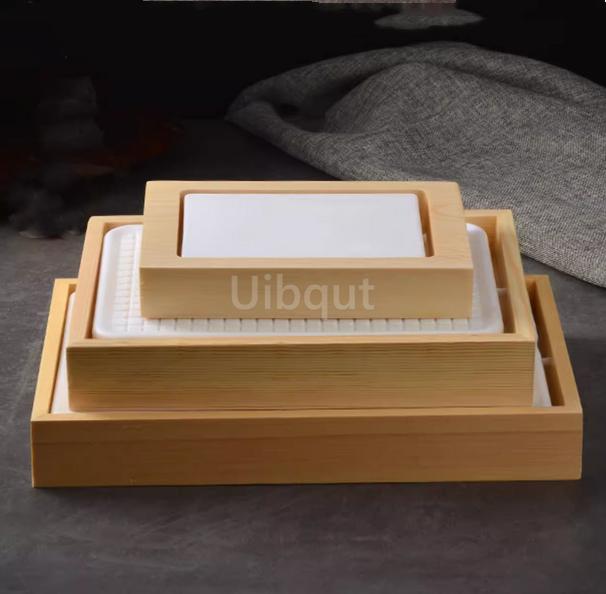 Japanese Rectangular Sushi Ice Cold Tray Box Seafood Platter Salmon Plate Dining Utensils Diware Serving Tray Banquet Tableware