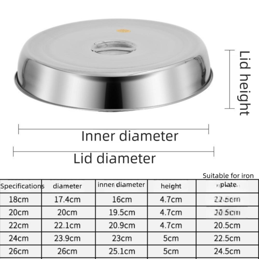 2pcs Round Raised Pot Lids Cover Stainless Steel Teppanyaki Cover Steak Dish Cover Hotel Supplies