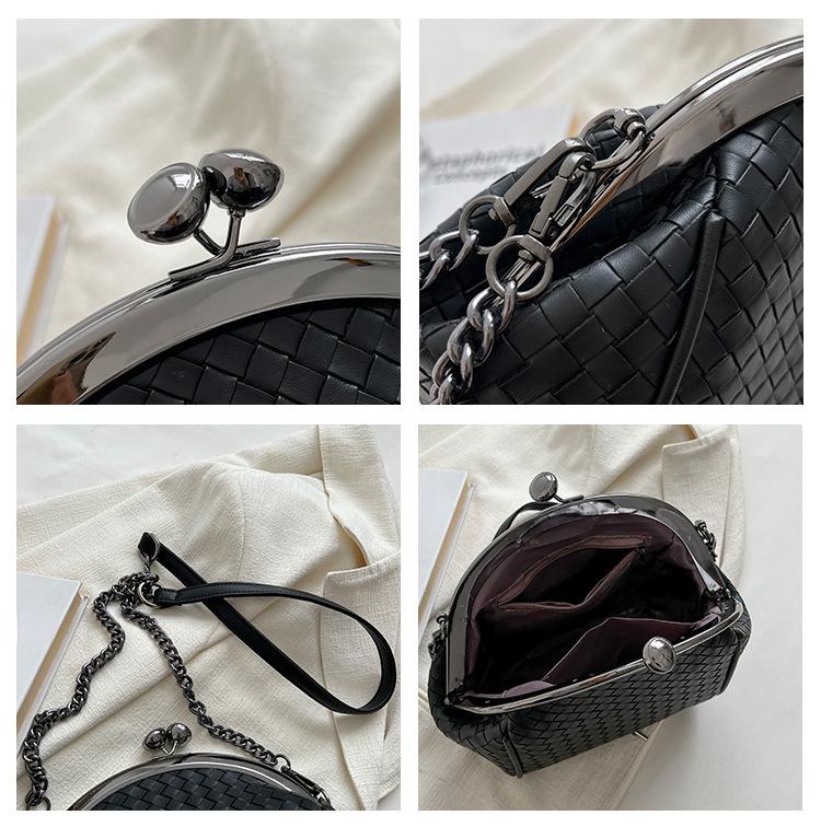 PU Leder Mode Clip Tasche für Frauen Neue Gewebte Kette Tasche Retro Textur Schulter Umhängetasche frauen Tasche Pendeln handtasche