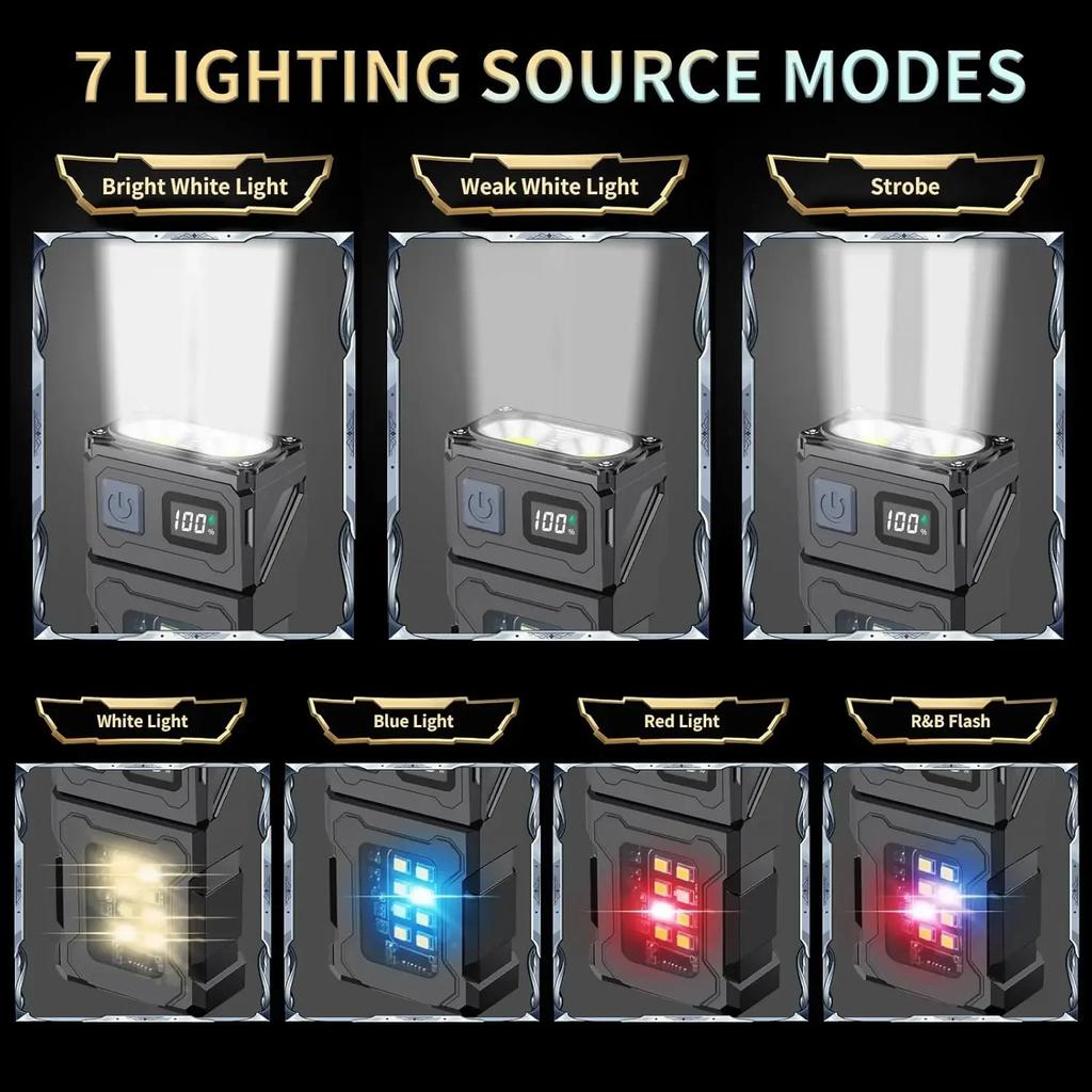 EDC Mini LED Flashlights  Rechargeable Magnetic Torch Clip-On EDC Handheld Work Light for Hiking Camping Dog Walking Emergencies