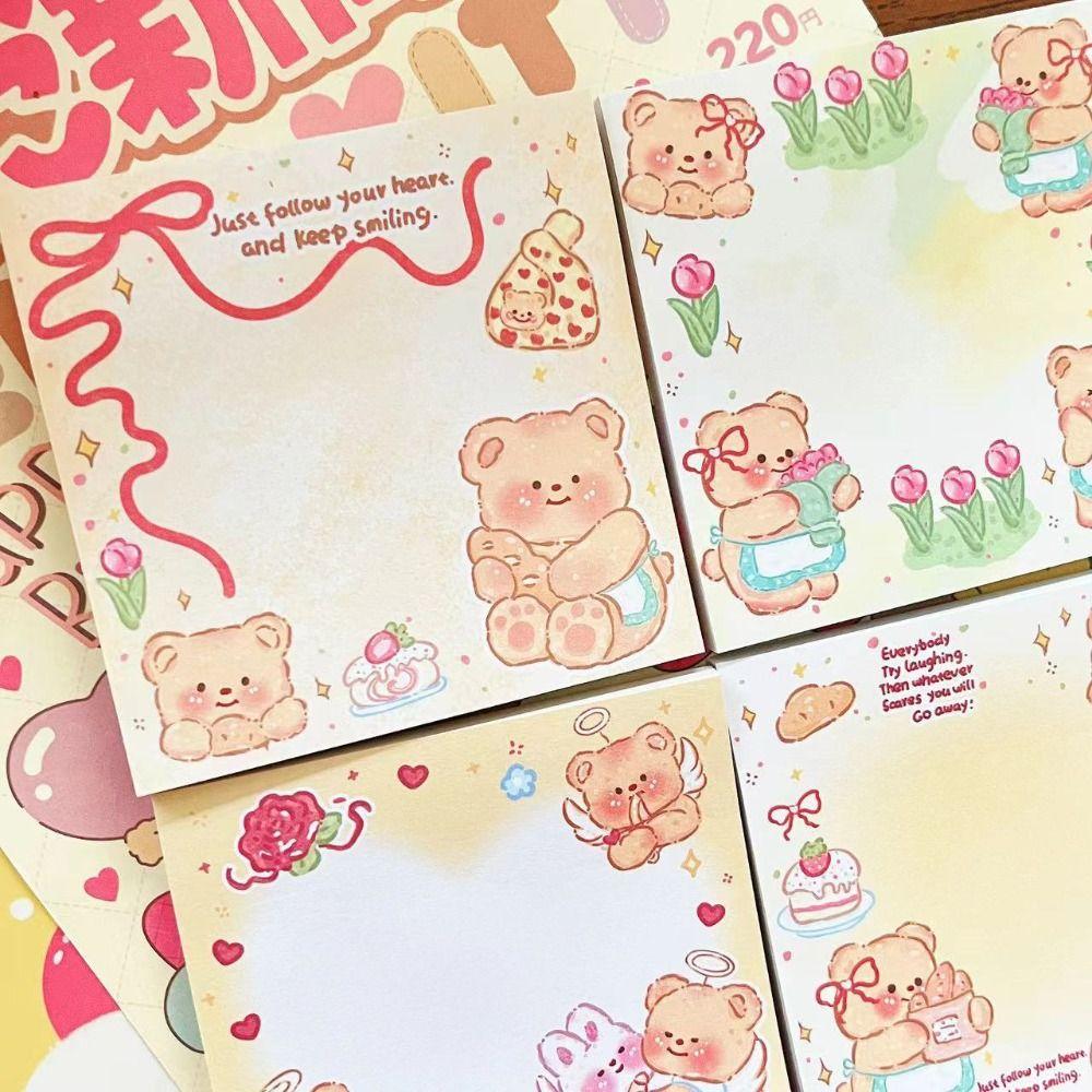 Cute Cartoon Animal Decorative Sticker Original Message Paper Butter Bear Sticky Note  Notebook