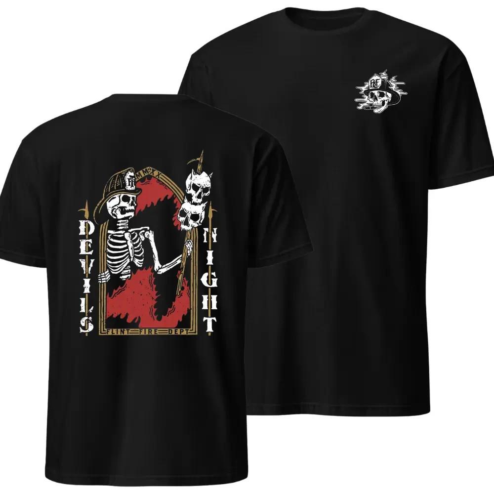 Devil s Night Firefighter T-shirt, Skeleton & Skull Design, Soft Cotton Blend S разноцветный