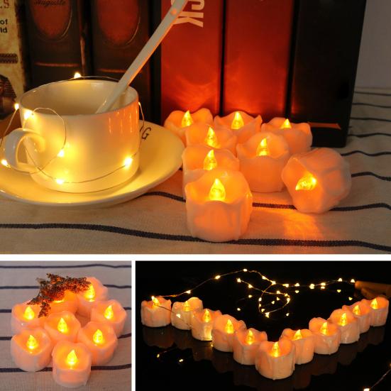 12 Pcs LED Flameless Tea Light Candles Flickering Electric Fake Candles Battery Operated LED Tea Lights with Warm Light