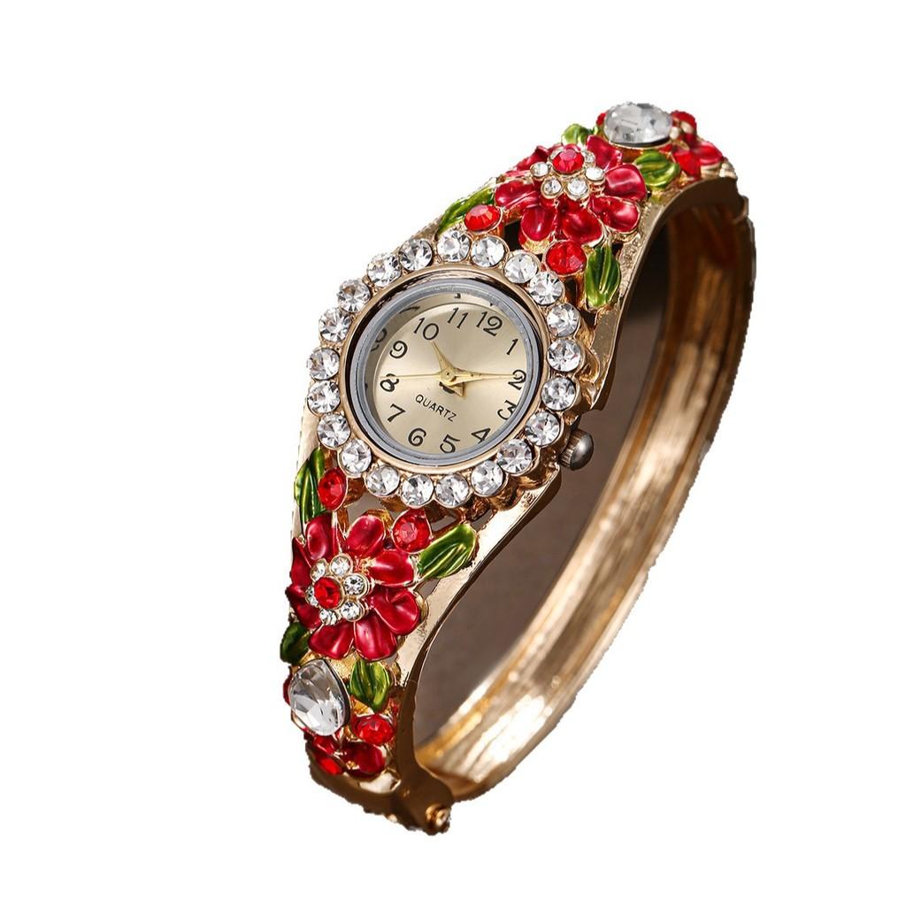 Orologio da Donna al Quarzo alla Moda con Decorazioni di Diamanti e Bracciale in Lega per un'Eleganza Raffinata