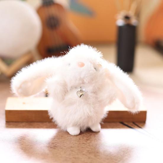 Doll Pendant Keychain Cartoon Rabbit Plush Keyring with Heart Necklace Car Key Holder Pendant Backpack Accessories