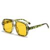  New Ins Popular Fashion Double Bridges Square Men Sunglasses Vintage Punk Yellow Shades UV400 Men Trending Sun Glasses