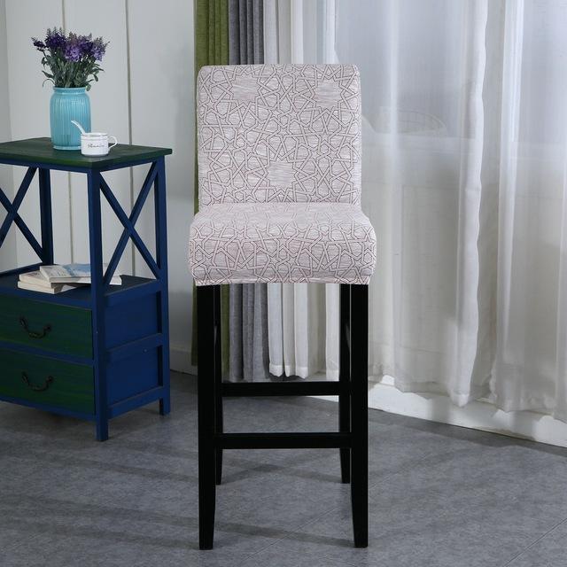 Elastic Short Chair Furniture Cover Spandex Fabric Printed Bar Stool Seat Covers Chair Protector Slipcovers For Cafe Dining Space Kitchen Washable
