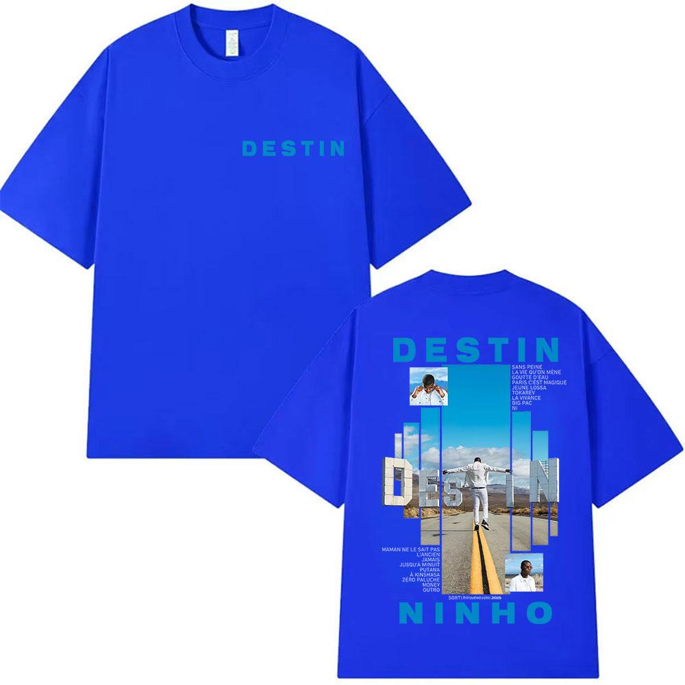 Rapper NINHO DESTIN Tour 2025 Graphic T Shirt Men's Summer Fashion Oversized Cotton T-shirts Vintage Hip Hop T-shirt Streetwear