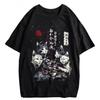 Cat Cartoon Graphic Washed Cotton T‑shirt Unisex Japanese Style Baggy Oversized Short Sleeve Streetwear Casual Tops