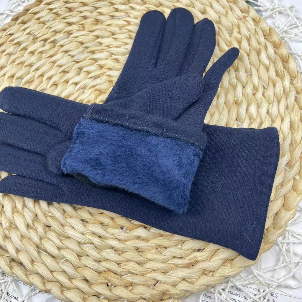 Touch Screen Gloves Women'S Fashion Fleece Thickened Warm Outdoor Student Windproof Knitted Riding Driving Gloves