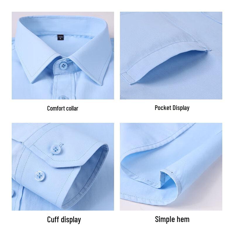 ROMON Men's Wrinkle-Resistant Business Casual Long Sleeve Shirt