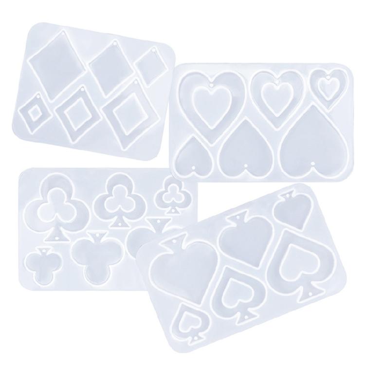 Playing Card Shaped Earring Pendant Mold DIY Keychain Backpack Neckalce Ornament Charm Epoxy Resin Silicone Mold
