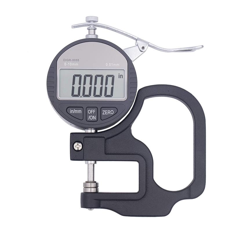 

DTGR-0055 Electronic Digital Thickness Gauge 0-0.4 inch/10mm Measuring Tool Compatible for w/ Paper Leather Cloth Wire 1