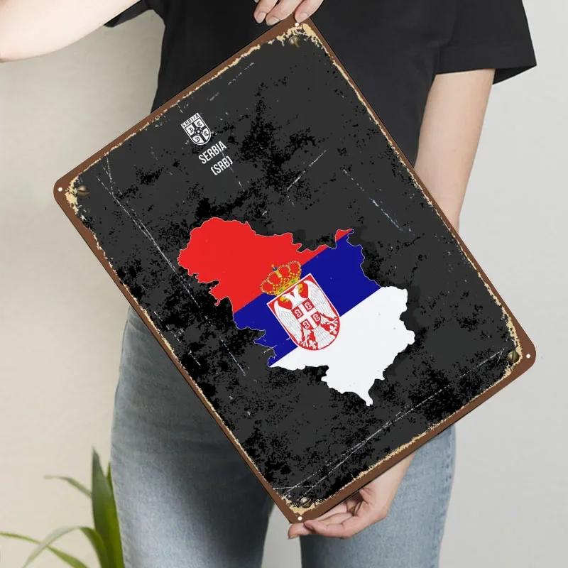 

Serbia World Maps Flag Poster Map Metal Sign Wall Art Mural Custom Tin Plaques for Wall Art Decoration Gamer Room Decoration 7.9x11.8In(20x30cm)