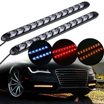 Auto Flexible LED Tagfahrlichter Wasserdicht Pfeilblinker Warnleuchten Weiß/Bernsteinfarbener Streifen Blinkerleuchten