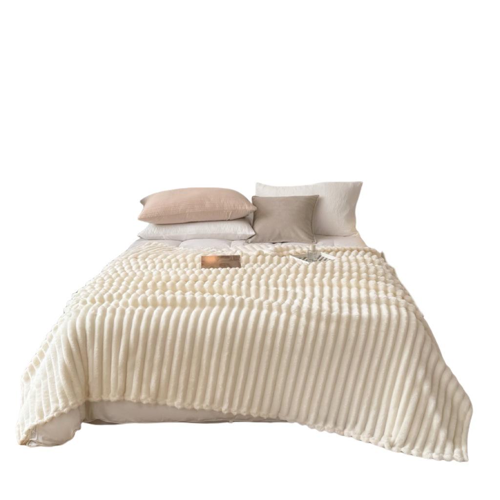 Rabbit Fur Plush Flannel Blanket - Sofa Cover & Nap Blanket for Office or Dormitory