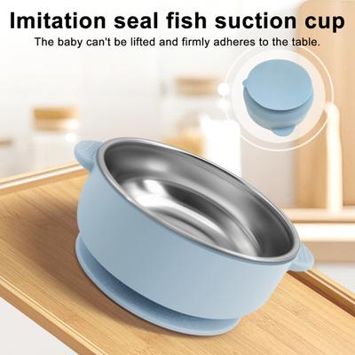 Bebek Besleme Kasesi Paslanmaz Çelik Çift Katmanlı Vantuz Tabanlı Pirinç Kasesi BPA İçermeyen Çorba Kasesi Çift Kulplu Yemek Kapları