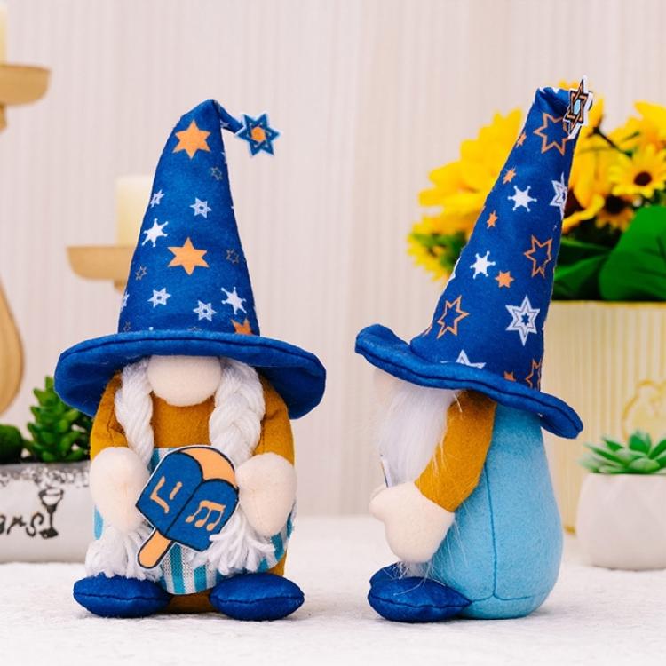 Festival Hanukkah Gnome Dolls Handmade Plush Table Decorations for Jewish Holiday Celebration Festival Shelf Display