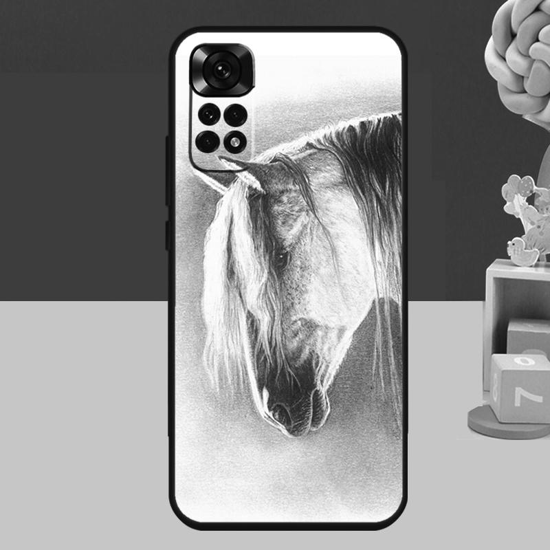 Horse Sketch Case For Xiaomi Redmi Note 14 13 12 11 10 15 Pro Plus Redmi 15 C 13C 10C 12C 14C Soft Cover