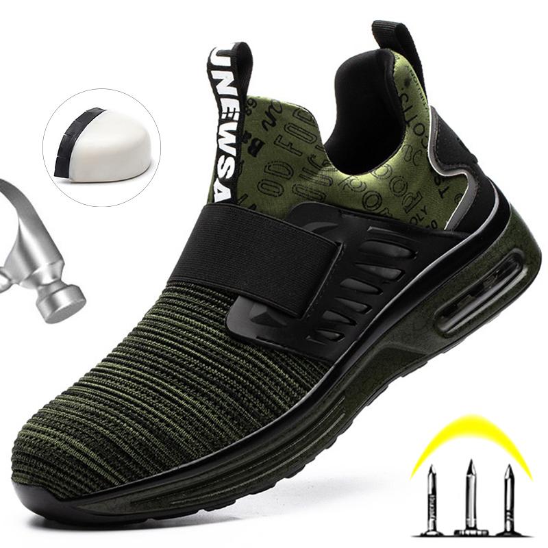 Atmungsaktive Sicherheitsschuhe für Herren, Zehenschutzkappe aus Kunststoff, leichte Schlupfschuhe, Arbeitsschuhe für Herren und Damen, Sicherheits-Sneakers für Herren