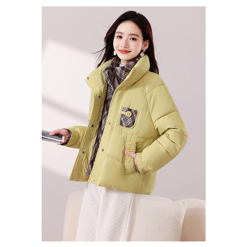 Winter New Simple Solid Color Loose Short Cotton-padded Jacket Princess Stand Collar Bread Coat Padded Section.
