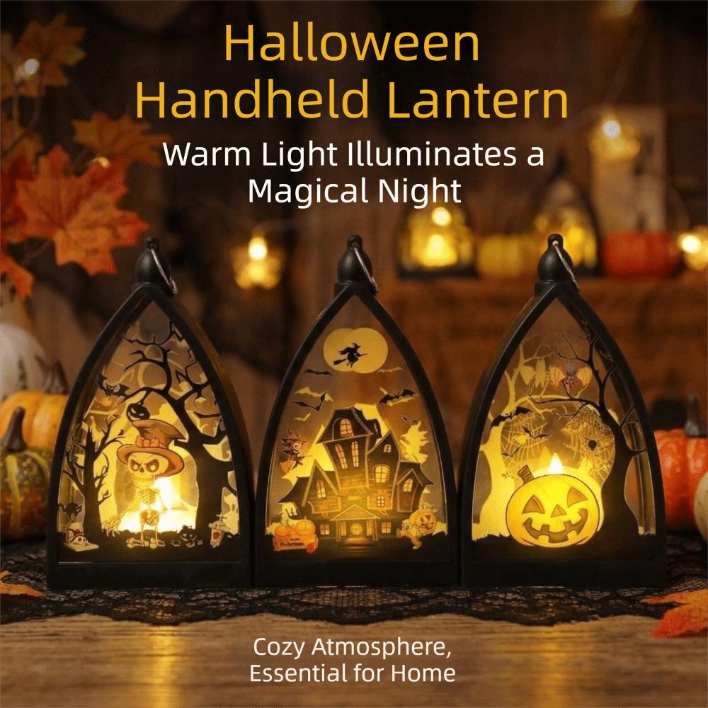 Cordless Halloween LED Lamp Witch Halloween Hanging Lantern Pumpkin LED Light Car Interior
