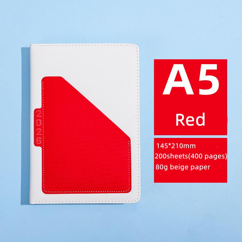For Amazon 2026 All-English 365-Day Multi-Functional Daily Planner Customizable A5 Hardcover Notebook with Sewing Binding (Red,A5)