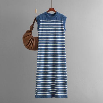Summer Women's Slim Stripe Fashion Long Dresses