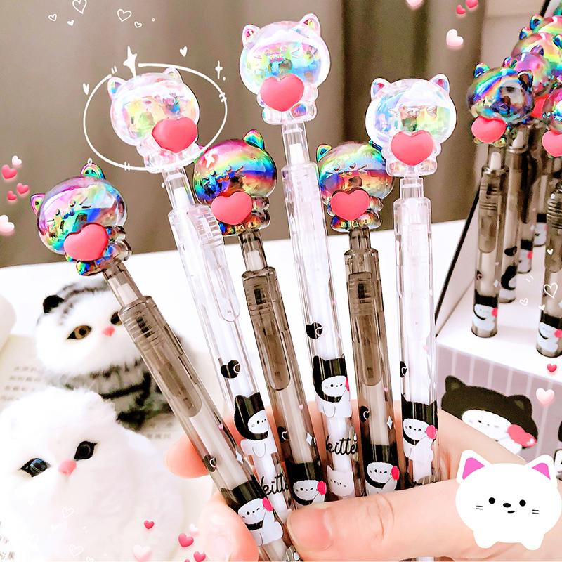 Kawaii Cat Black Ink Gel Pen School Office Supplies Stationery items Gift Students Cute pens pretty Aesthetic stationery
