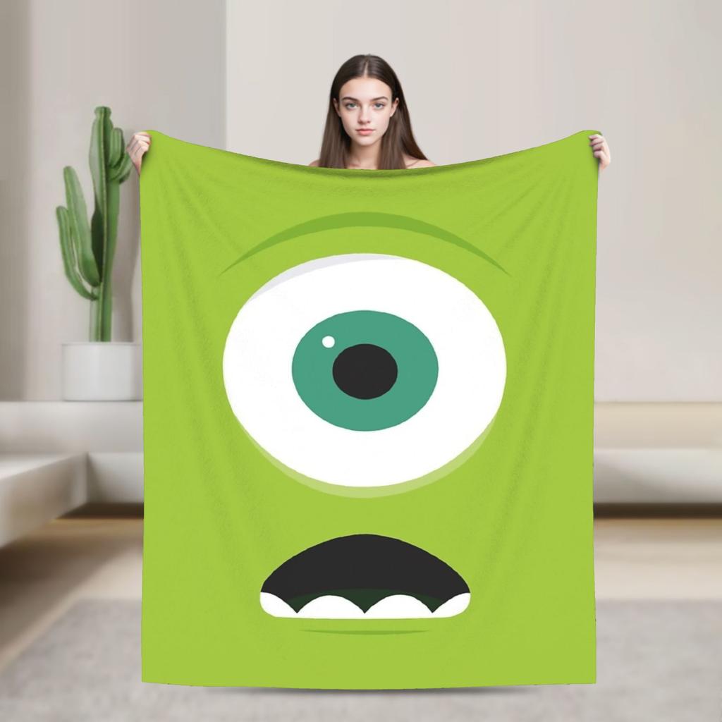 Mike Wazowski Monsters University Flannel Throw Blankets Monsters Inc Blankets for Sofa Bedroom Warm Bedroom Quilt,