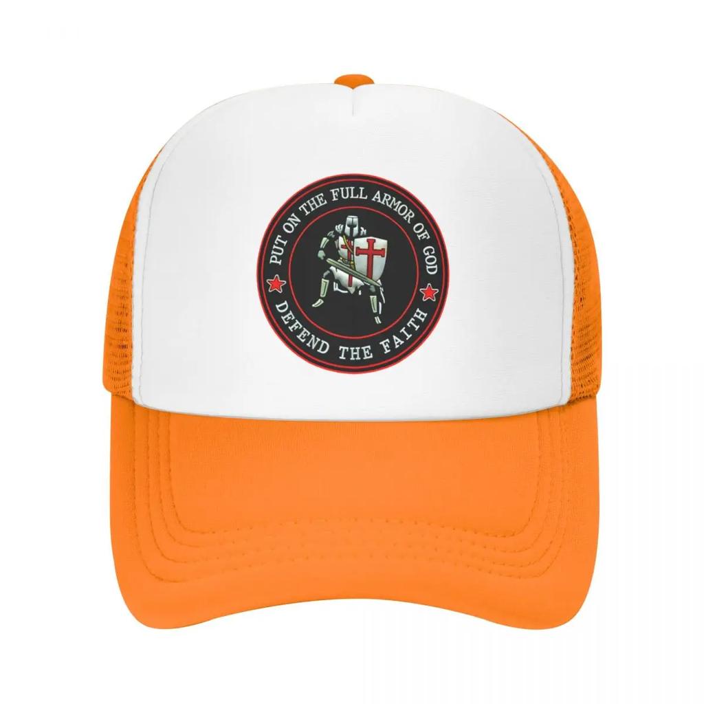 Custom Christian Knight Defend The Faith Trucker Hat Adjustable Adult Knights Templar Crusader Baseball Cap Outdoor Dad Hat