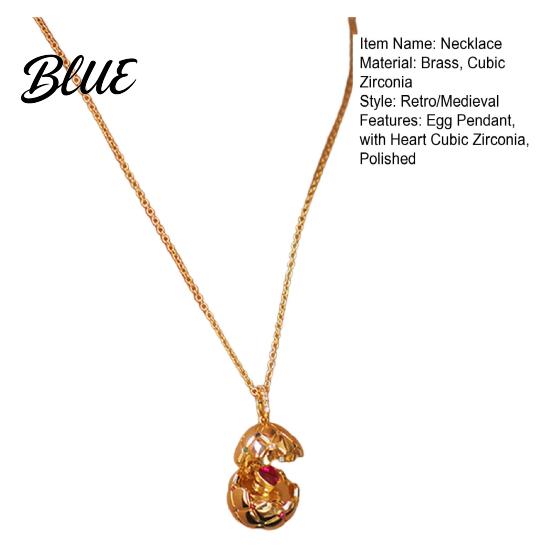 Egg Pendant Jewelry Retro Necklace Medieval Style Easter with Love