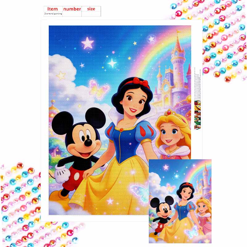 Disney 5D DIY Full Circle Diamond Painting Kit Snow White Mickey Castle Decor Gift