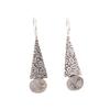 Natural Black Rutile 925 Sterling Silver Jewelry Handmade Earrings 1.9" For Gift EE-165-28