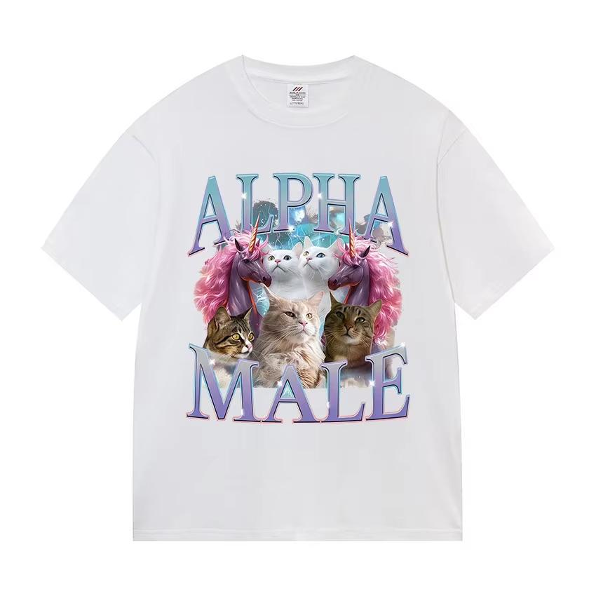 Funny Cat Graphic Print T Shirt Gang Cat Cool Hip Hop Short Sleeve Tshirts Mens Vintage High Quality Oversized Cotton Tees Top