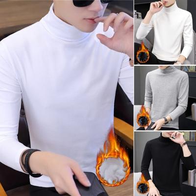 Pánsky top jednofarebný polovičný rolák s dlhým rukávom trendy všestranný teplý základný sveter na jeseň zimu