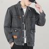 Men's Japanese Style Multi-Pocket Denim Jacket - Trendy Loose Fit for Spring & Autumn