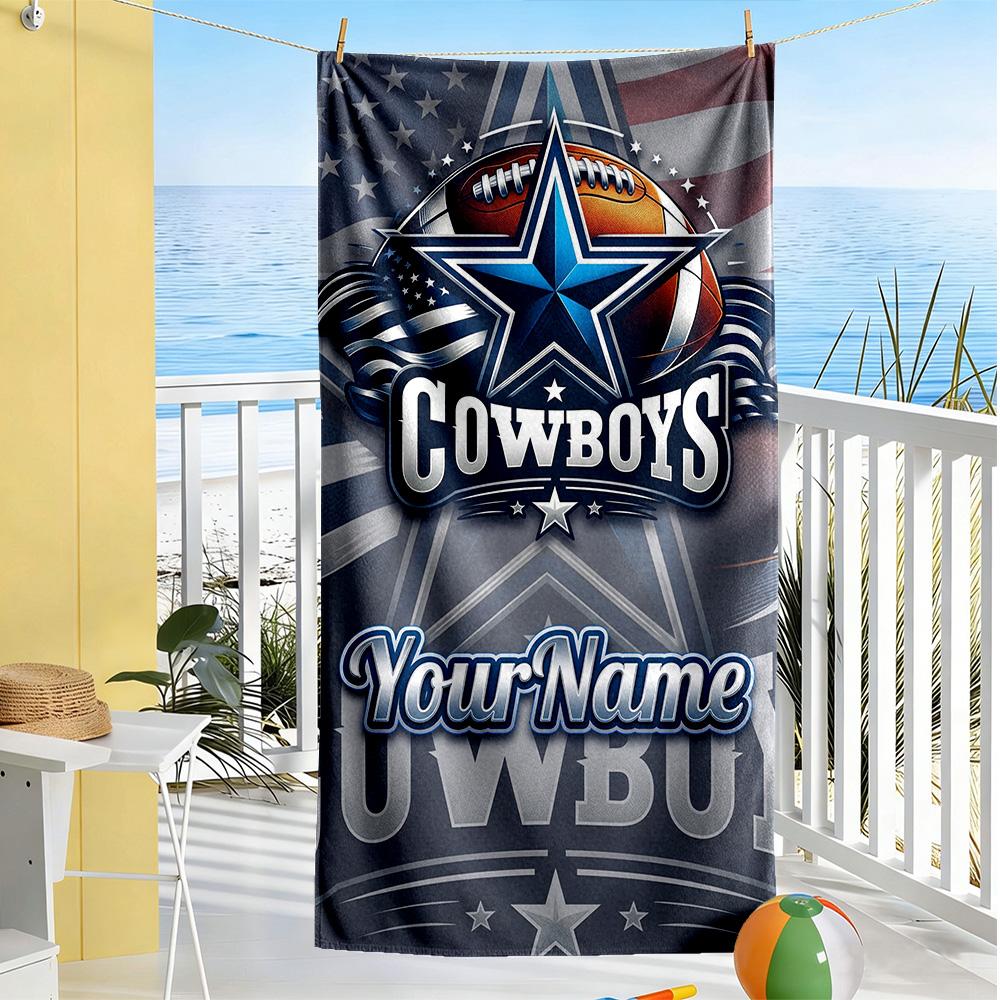 Dallas Customizable Name Beach Towel High Absorbency & Quick-Dry Perfect for Traveling Yoga Camping and Swimming
