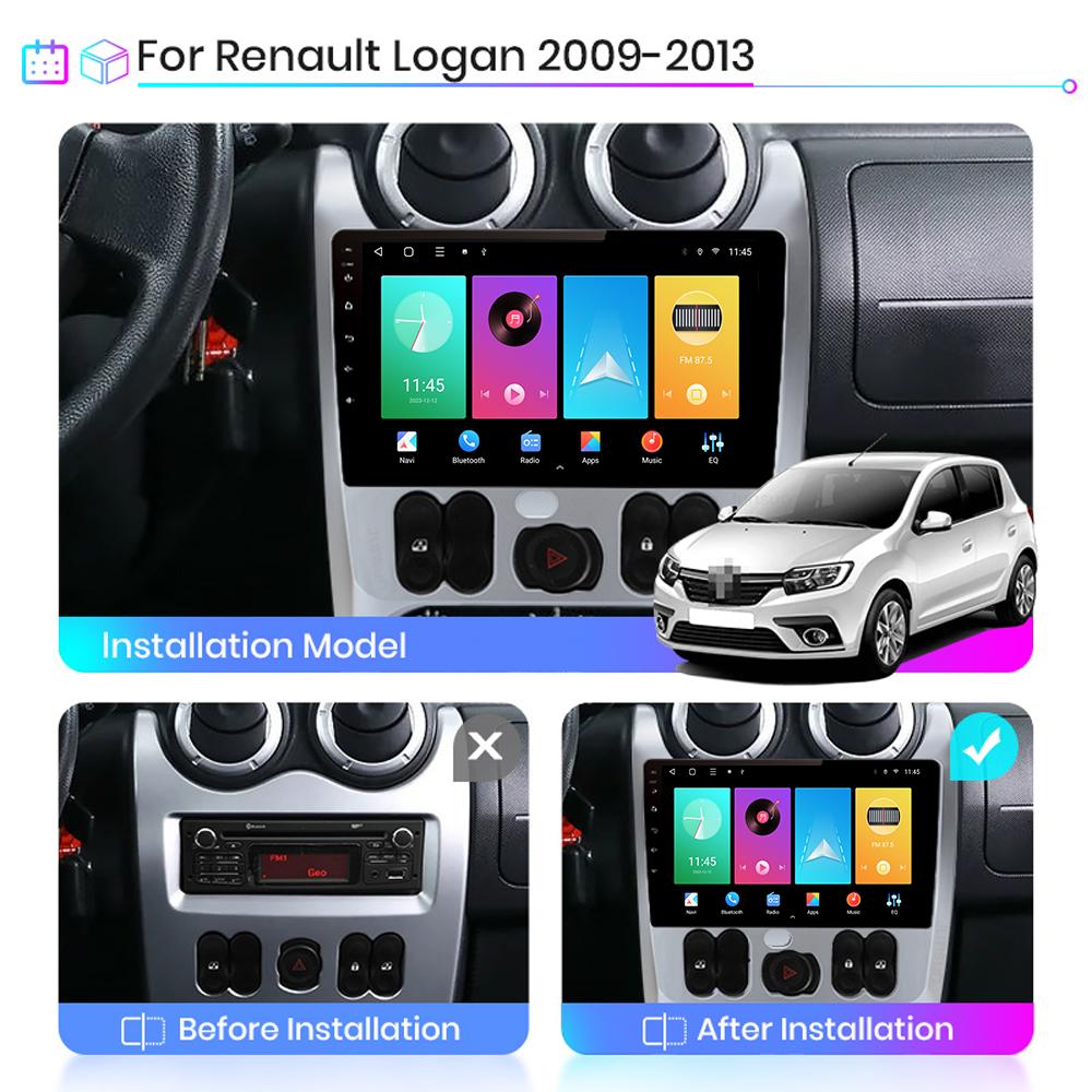Car Radio Android Auto Carplay For Renault Logan Sandero 2009-2015 Multimedia Player Head Unit Stereo GPS Navigation BT WIFI 1+16GB