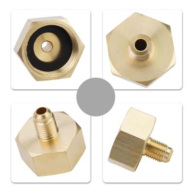 Flaschenadapter 1/4SAE G3/4 60g Messing Gold Auto-Klimaanlagenadapter für R134A Flaschenadapter Hochwertiger Anti-Aging-Verbundstoff
